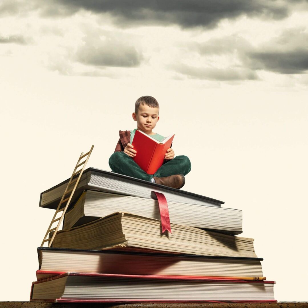 children reading books science